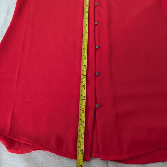MEXX Red Button Up V-Neck Blouse Women's Size 8 - Picture 6 of 9